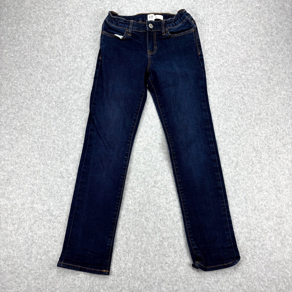 GAP Jeans Girls 10 Blue Denim Dark Wash Single Stretch Classic 5 Pocket Slim Fit